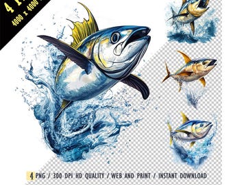 Yellowfin Tuna Sublimation PNG, Yellowfin Tuna Watercolor, Fish Fisherman Gift, Saltwater Fishing PNG, Saltwater Sublimation png, Tuna png
