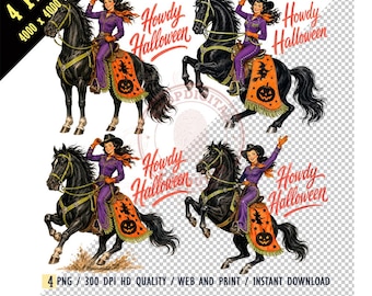 Howdy Halloween PNG, Western Cowgirl Horse Sublimation Design, Vintage Country Halloween Digital Download, Spooky Rodeo Cowgirl Shirt PNG