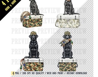 USA Dog in Cooler PNG, USA Camo Ice Chest, Patriotic Black Lab, Country Dog, Summer black labrador Camping & Fishing, Hunting, Mallard Duck