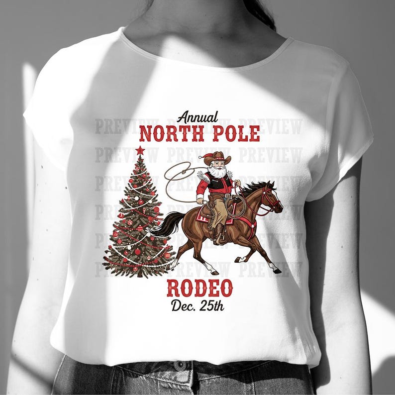 Annual North Pole Rodeo Clipart, Western Santa on Horseback PNG ...