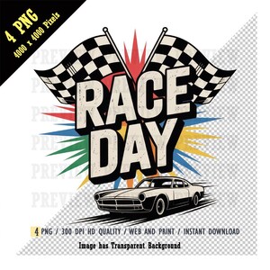 Día de la carrera (Png), Archivos para sublimación, Día del juego (Png), Carreras retro (Png), Temporada de carreras, Descarga instantánea, Pista de carreras, Bandera a cuadros, Pista de tierra