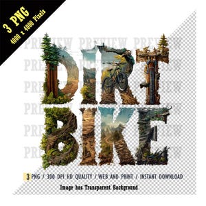Randonnée sur sentier et paysage tout-terrain accent PNG, art de la typographie tout terrain DIRT BIKE, randonnée sur sentier vintage, lettre d'aventure en montagne, flaque de boue sur piste