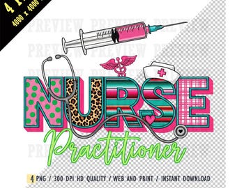 Nurse Practitioner PNG, Nurse Life, Medical Iconography, Pink and Grey Stethoscope, White Nurse's Cap, Pink Heart,Sublimate Designs Download