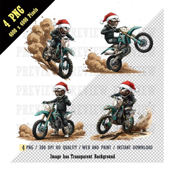 Watercolor Dirt Bike Santa Claus Kids Png,dirt Bike Kid