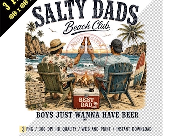 Funny Salty Dads Beach Club PNG, Dad Beer Lover Sublimation Design, Coastal Summer Shirt Graphic, Father's Day Digital Download, Dad Friends