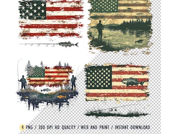 A hand drawn silhouette of the American flag PNG, Bass Fish American Flag Watercolor Sublimation Digital Download, Patriotic Fishing Design