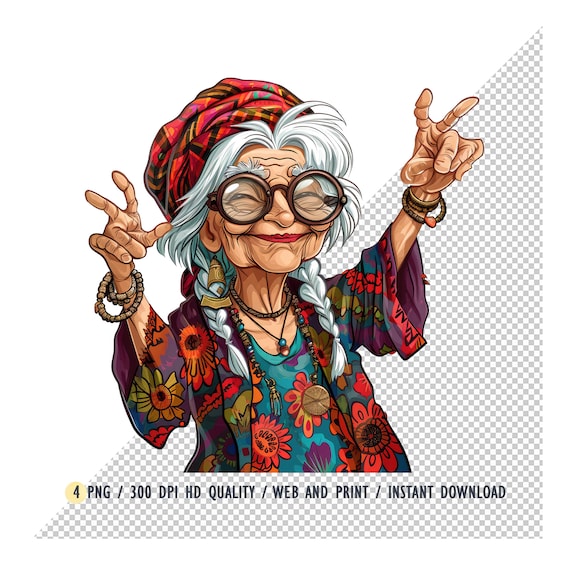 おばあちゃんのおもしろいヒッピーPNG、ヒッピーのクリップアート