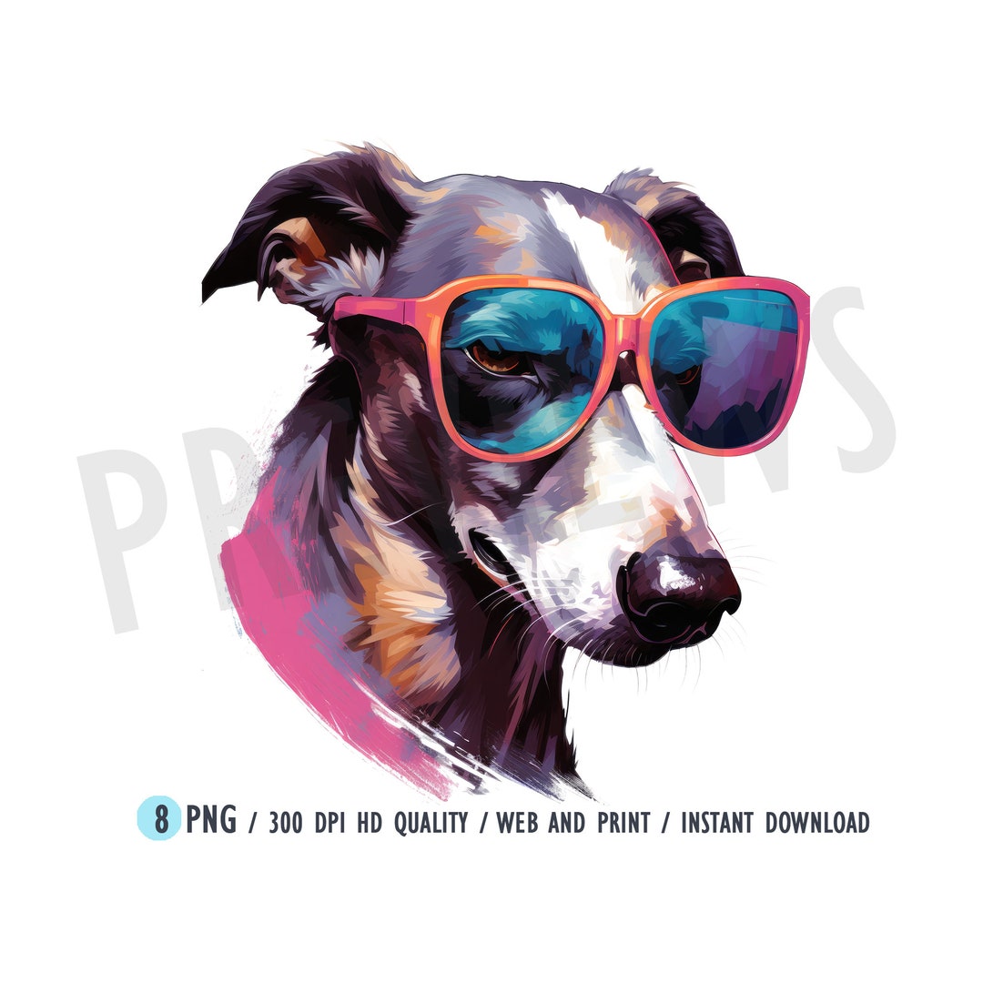 Cool Whippet in Sunglasses PNG Crazy Whippets Clipart 8 High Etsy