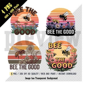 Biene die gute PNG, Retro Sublimation, Retro Blumen Vintage, Frühlingsblumen Let it Bee Clipart Shirt Design, Positivity Affirmation, DIY Projekte