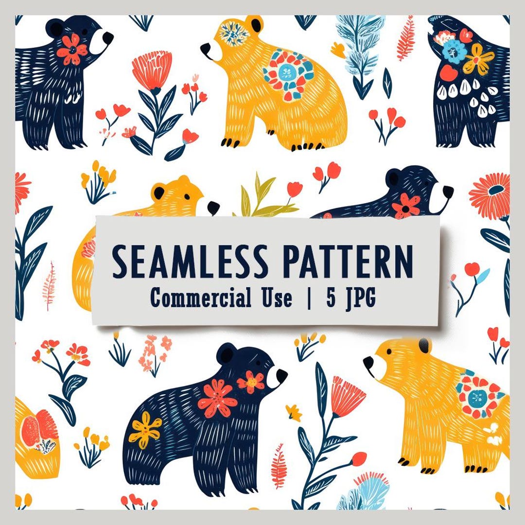 Cute Kawaii Bear Seamless Pattern, Illustration of Playful Bear Style ...
