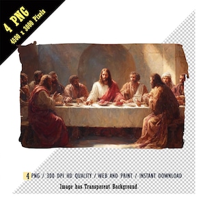 Clipart da Última Ceia em aquarela, PNG de alta qualidade, Clip Art cristão, Religioso, Imprimíveis católicos, Scrapbooking, Downloads digitais