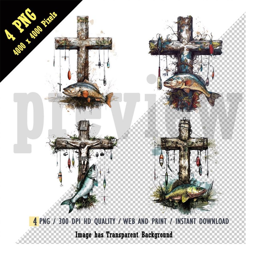 Camo Cross Fishing PNG, Watercolor Christian Fishers of Men Png ...