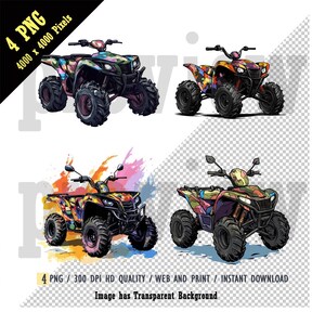 VTT à quatre roues avec camouflage coloré PNG, VTT 4 roues aquarelle, VTT aventure vous attend des cliparts tout-terrain boue Camo téléchargement numérique