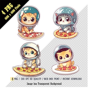 Weltraumkatze Pizza PNG, Weltraumkatze lustig PNG, Astronautenkatzenpizzagrafik, Astrokatze Digitaler Download, Galaxiekatze, DIY-Projekte, Clipart-Set