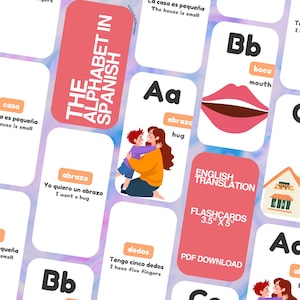 Spanish English Alphabet Flashcards: Bilingual Learning (PDF Download)