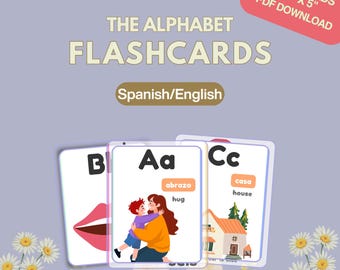 Spanish English Flashcards - Alphabet -  Language Learning (PDF Download)