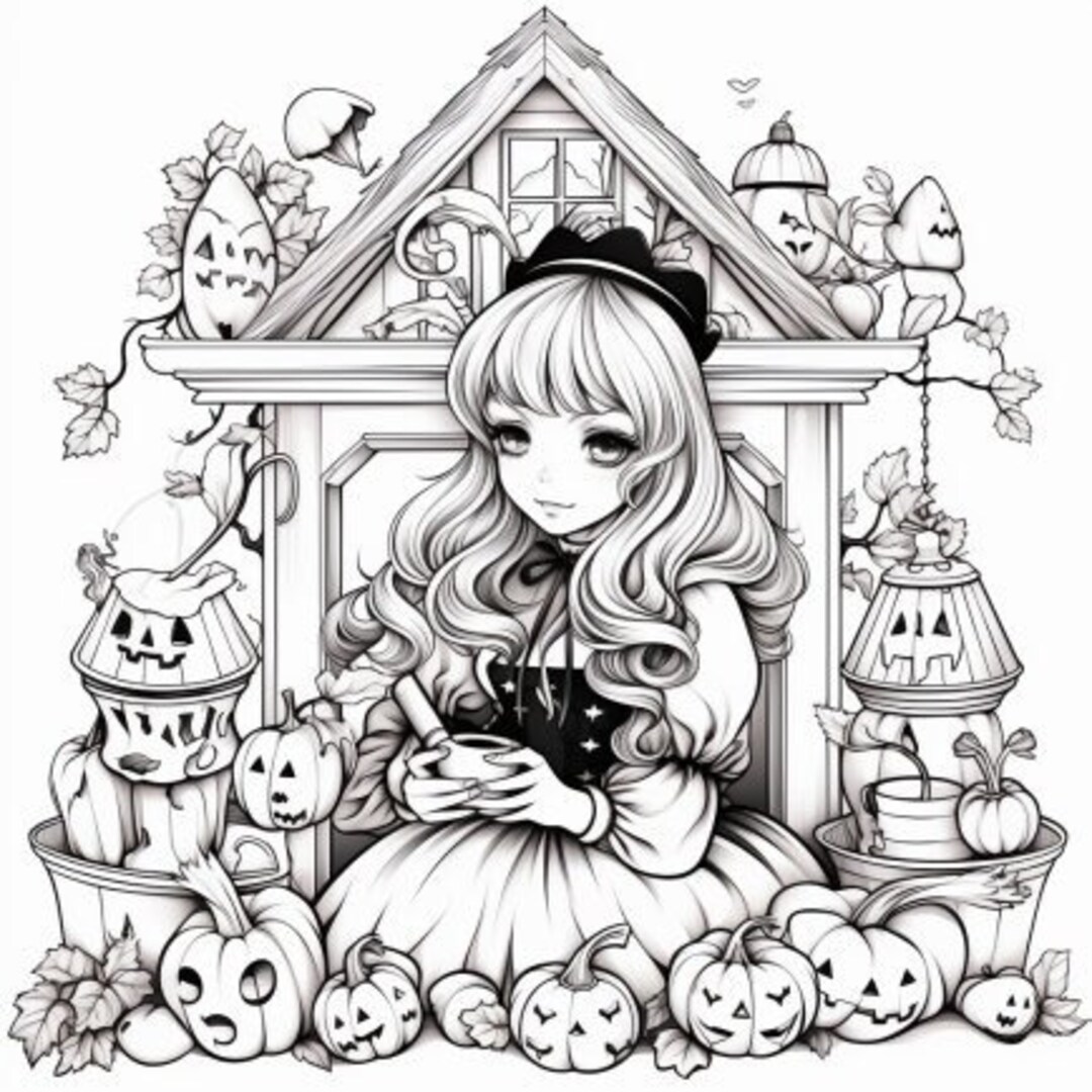 Halloween Kawaii Coloring Sheets - Etsy