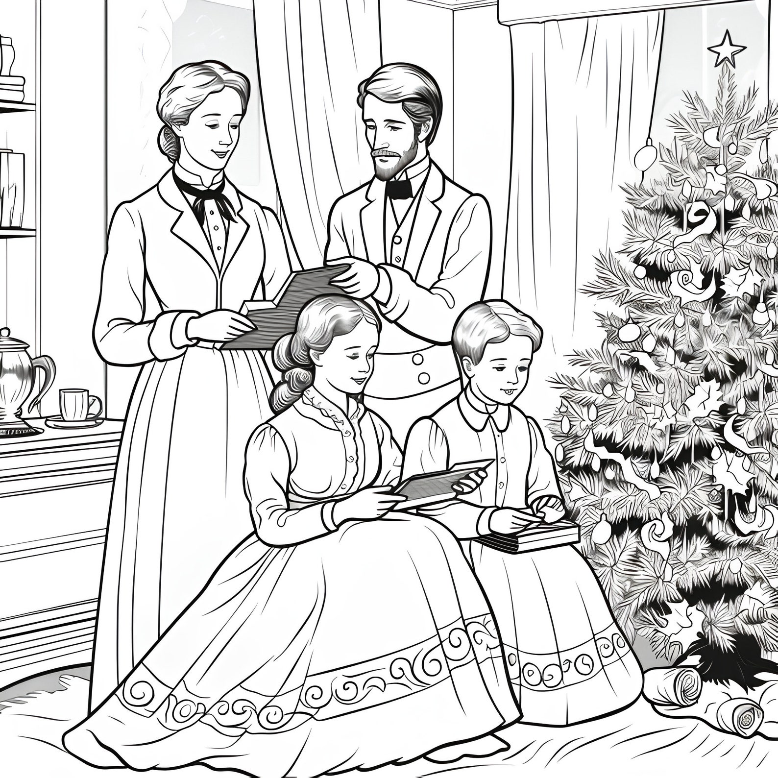 Victorian Christmas Printable Coloring Scenes - Set of 10 - Etsy