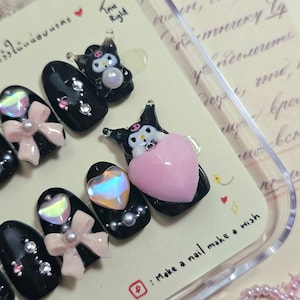 CUTE KUORMI uñas a presión [ abiertas para hechas a medida ] uñas postizas / hechas a mano / uñas / arte de uñas / prensa premium en uñas / uñas reutilizables