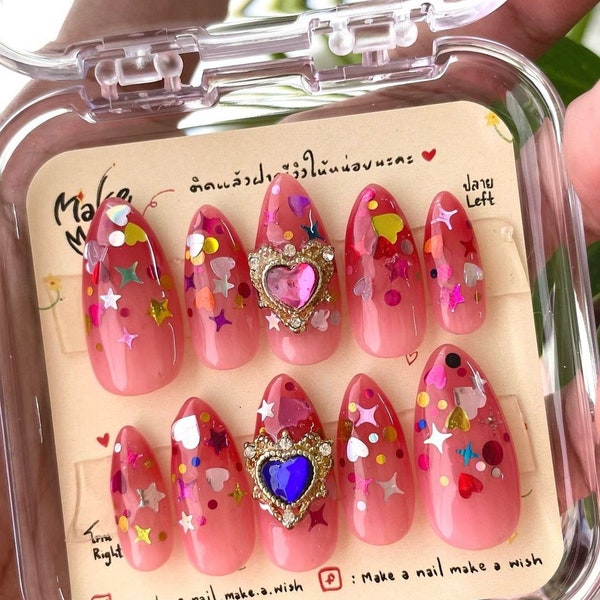 GLISTY-OMBRE press-on nails [ open for custom made ] fake nails / handmade / nails /  nail art /  premieum press on nail / reuseable nails