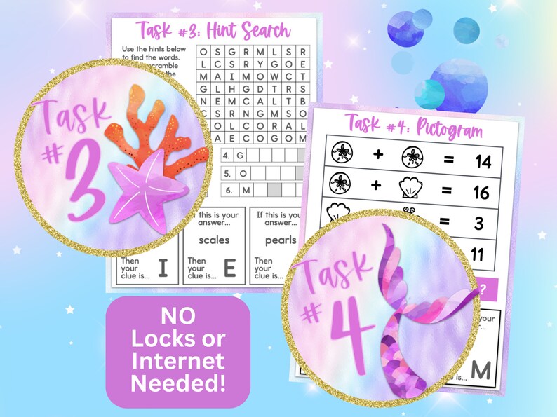 Mermaids Printable Escape Style Activity Game for Ages 8-12 With ...