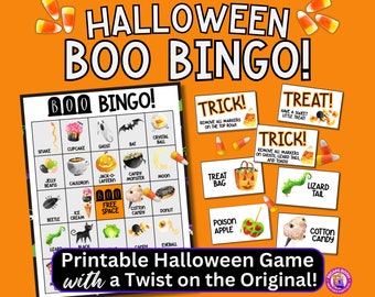 Halloween Boo Bingo Printable Game with Special Trick or Treat Calling Cards