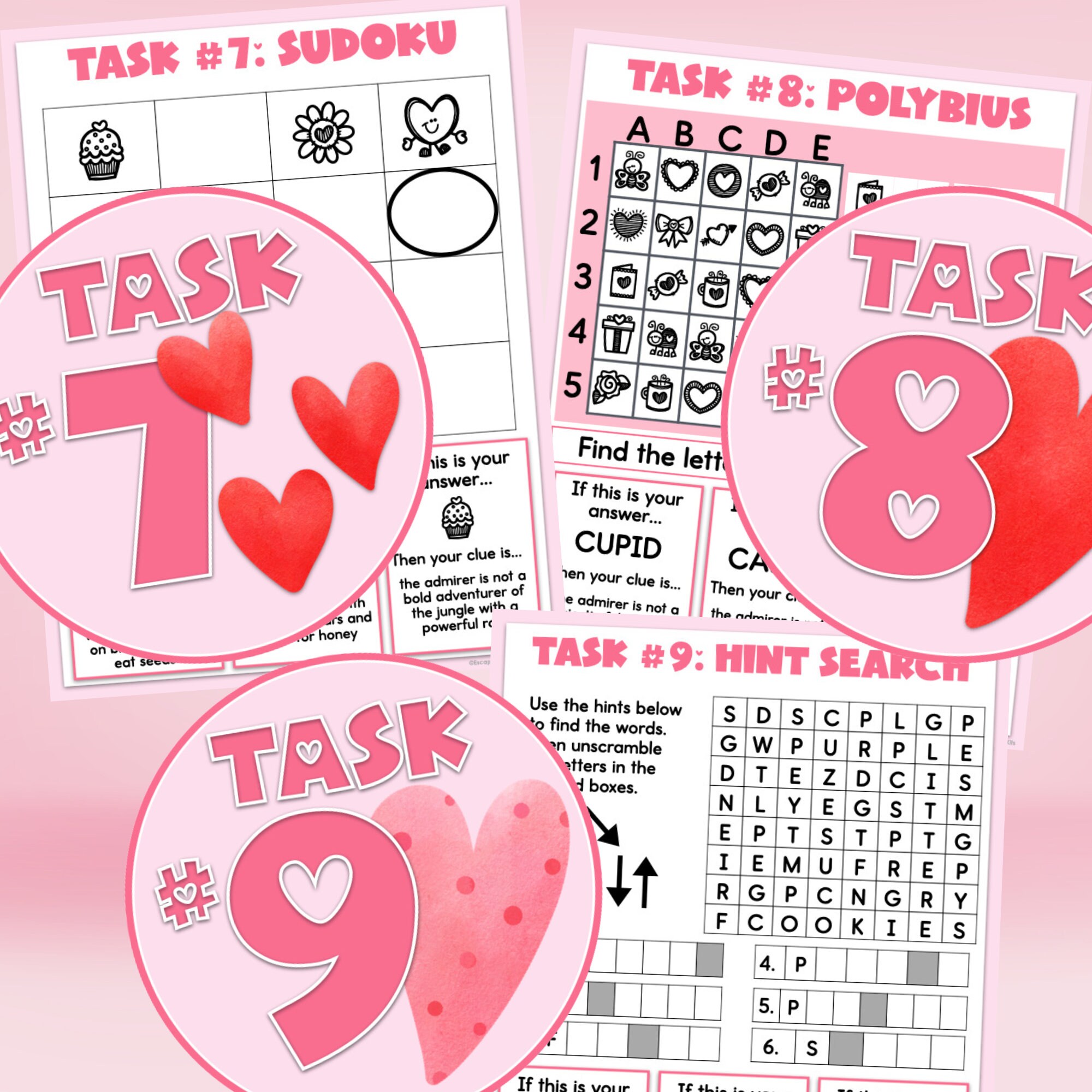 Secret Admirer Valentine's Day Themed Kids Mystery Printable Game Kit ...