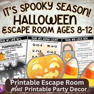 Halloween Escape Room (afdrukbare) kit (inclusief feestdecoraties)