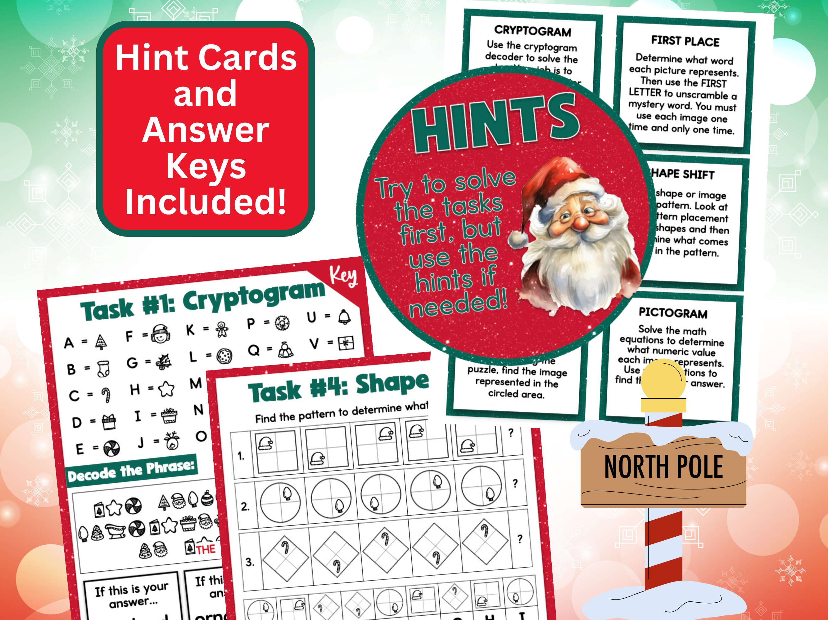 Christmas Hide and Seek With Santa Printable Escape Room Game (ages 8 ...