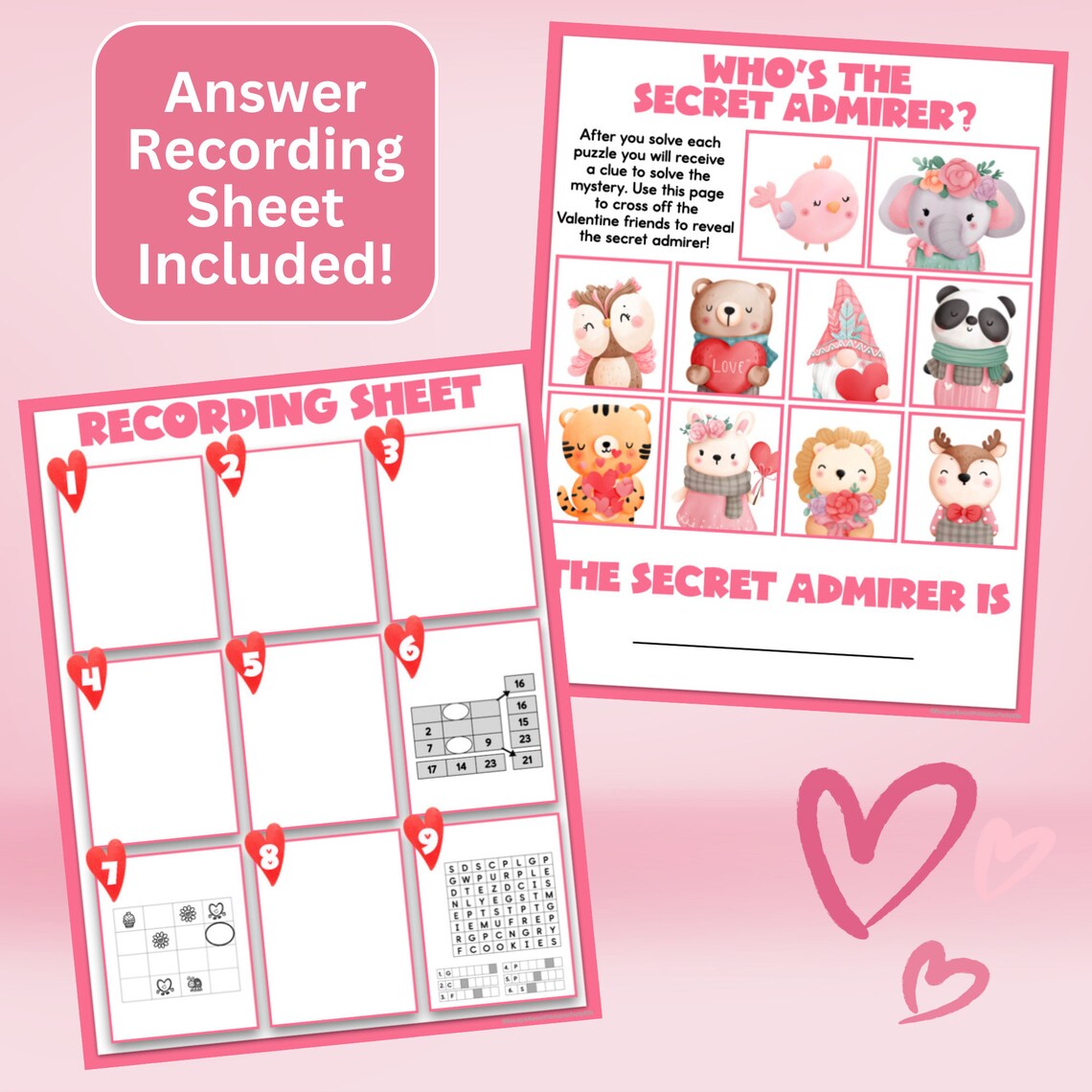 Secret Admirer Valentine's Day Themed Kids Mystery Printable Game Kit ...