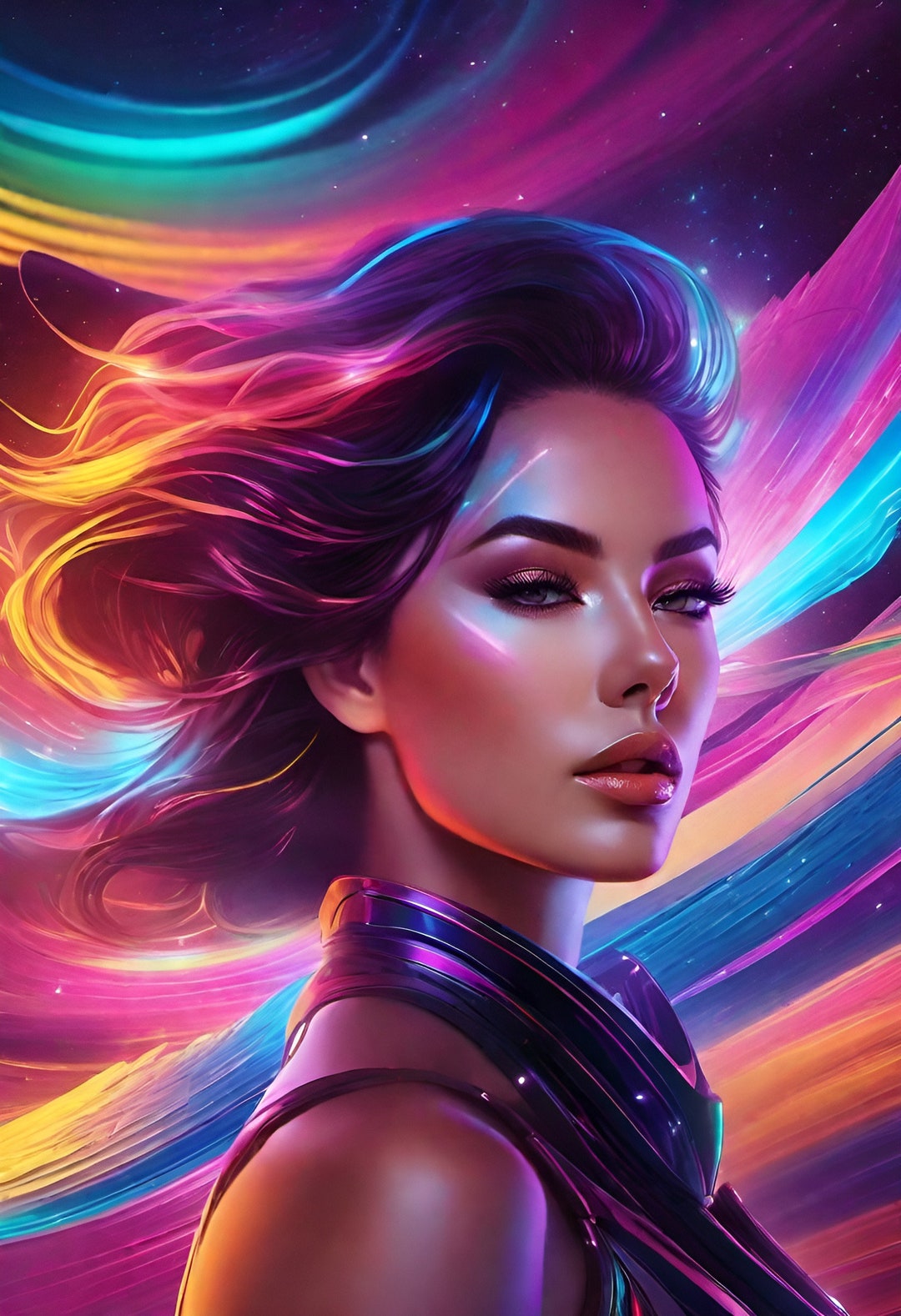 Fantasy Model Portrait Photo Wallpaper Digital Art Etsy