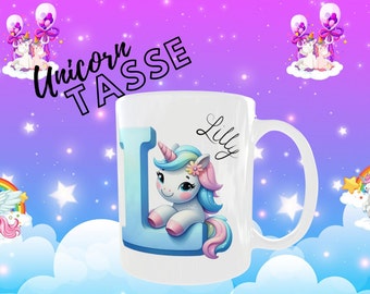 Tassen, Keramiktassen 330 ml, Unicorn, Namen, personalisiert Kindertassen, Geburtstagstasse, Einhorn, Buchstaben