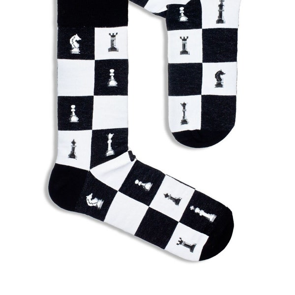 Chessman Man Socken, Lustige Socken, Gemütliche Socken, Lässig, Lustiges Design, Verrückt, Cool, Geschenkidee, Perfektes Geschenk, Männersocken, Mismatched