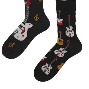 Calcetines unisex con diseño de guitarra, calcetines divertidos, calcetines cómodos, calcetines para hombre, calcetines para mujer, diseño divertido, calcetines locos y geniales, idea de regalo, regalo perfecto, no coincidentes