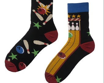 Bowling Bowls Unisex Socks, Funny Socks, Cozy Socks, Men Socks, Woman Socks, Crazy Socks, Cool Socks, Gift Idea, Perfect Gift, Mismatched
