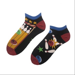 Bowling Ball Socks: Fun Mismatched Cotton Blend Socks