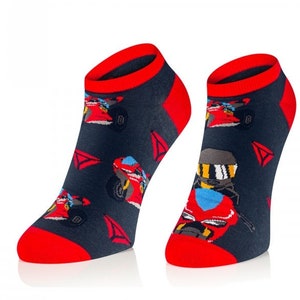 Biker Speeder Motor Helmet Socks, Funny Socks, Cozy Socks, Men Socks, Woman Socks, Colorful Socks, Gift Idea, Perfect Gift, Mismatched