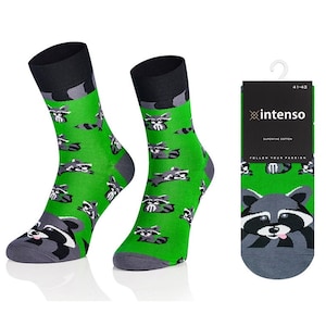 Raccoon Socks, Funny Socks, Cozy Socks, Men Socks, Woman Socks, Crazy Socks, Colorful Socks, Gift Idea, Perfect Gift, Mismatched