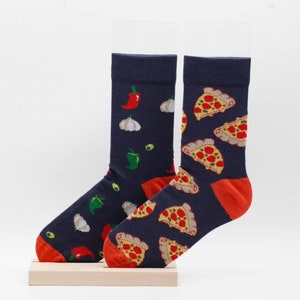 Pizza Vegetables Unisex Socks, Funny Socks, Cozy Socks, Men Socks, Woman Socks, Fun Design, Cool Socks, Gift Idea, Perfect Gift, Mismatched