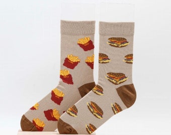 Hamburger and Fries Socks: Novelty Foodie Socks