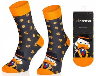 Scrooge Uncle Dollars Socks, Mc Duck Socks, Funny Socks, Cozy Socks, Men Socks, Colorful Socks, Gift Idea, Perfect Gift, Mismatched