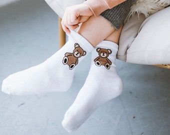 Variantes de chaussettes pour enfants Teddy Bear, chaussettes drôles, chaussettes confortables, décontractées, design amusant, fou, cool, idée cadeau, cadeau parfait, chaussettes pour hommes, dépareillées