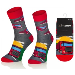 Truck Trailer Socks: Combed Cotton Blend, Colorful Novelty Socks