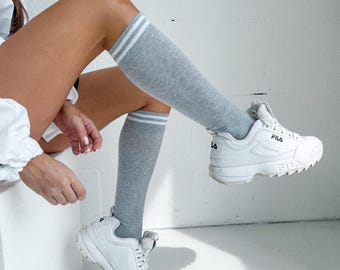 Striped Knee High Socks: Fashion Cotton Blend Unisex Socks