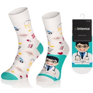 Doctor Socks, Funny Socks, Cozy Socks, Men Socks, Woman Socks, Crazy Socks, Colorful Socks, Gift Idea, Perfect Gift, Mismatched