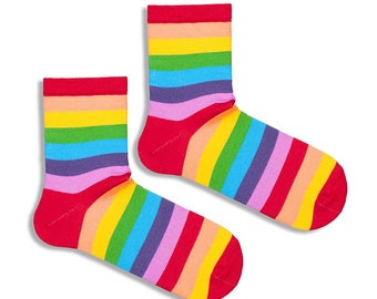 Chaussettes colorées pour enfants arc-en-ciel, chaussettes drôles, chaussettes confortables, décontractées, design amusant, fou, cool, idée cadeau, cadeau parfait, chaussettes pour hommes, dépareillées