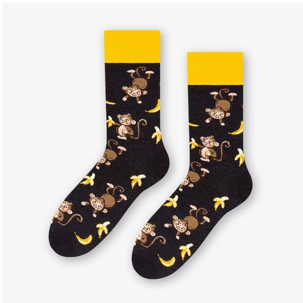 Affe Banane Unisex Socken, Lustige Socken, Kuschelige Socken, Herrensocken, Frauensocken, Crazy Sock, Bunte Socken, Geschenkidee, Perfektes Geschenk, Mismatched