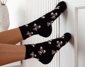 Teddy Bear Socks: Fun Women&#39;s Cotton Blend Socks