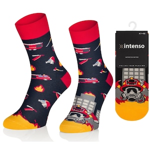 Firefighter Fire Truck Socks, Funny Socks, Socks, Men Socks, Woman Socks, Crazy Socks, Colorful Socks, Gift Idea, Perfect Gift, Mismatched