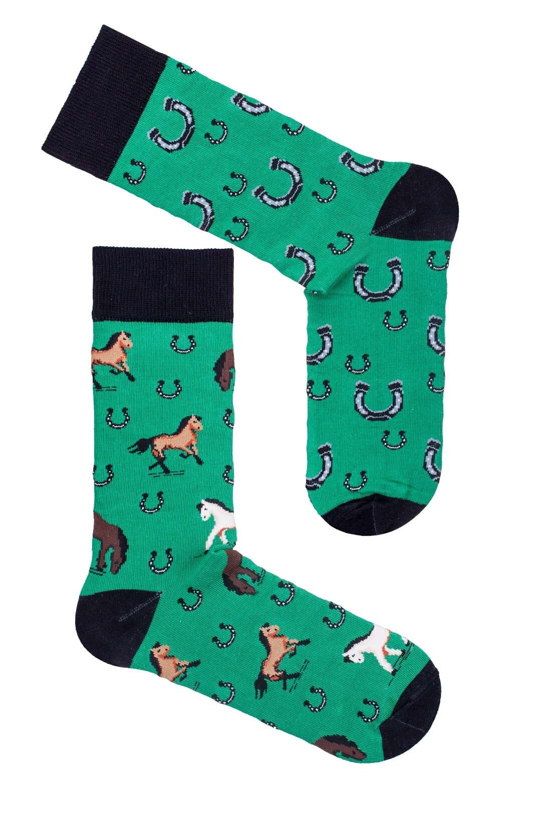 Horse Horseshoe Men Socks, Funny Socks, Cozy Socks, Casual, Fun Design, Crazy, Cool, Gift Idea, Perfect Gift, Men Socks, Mismatched